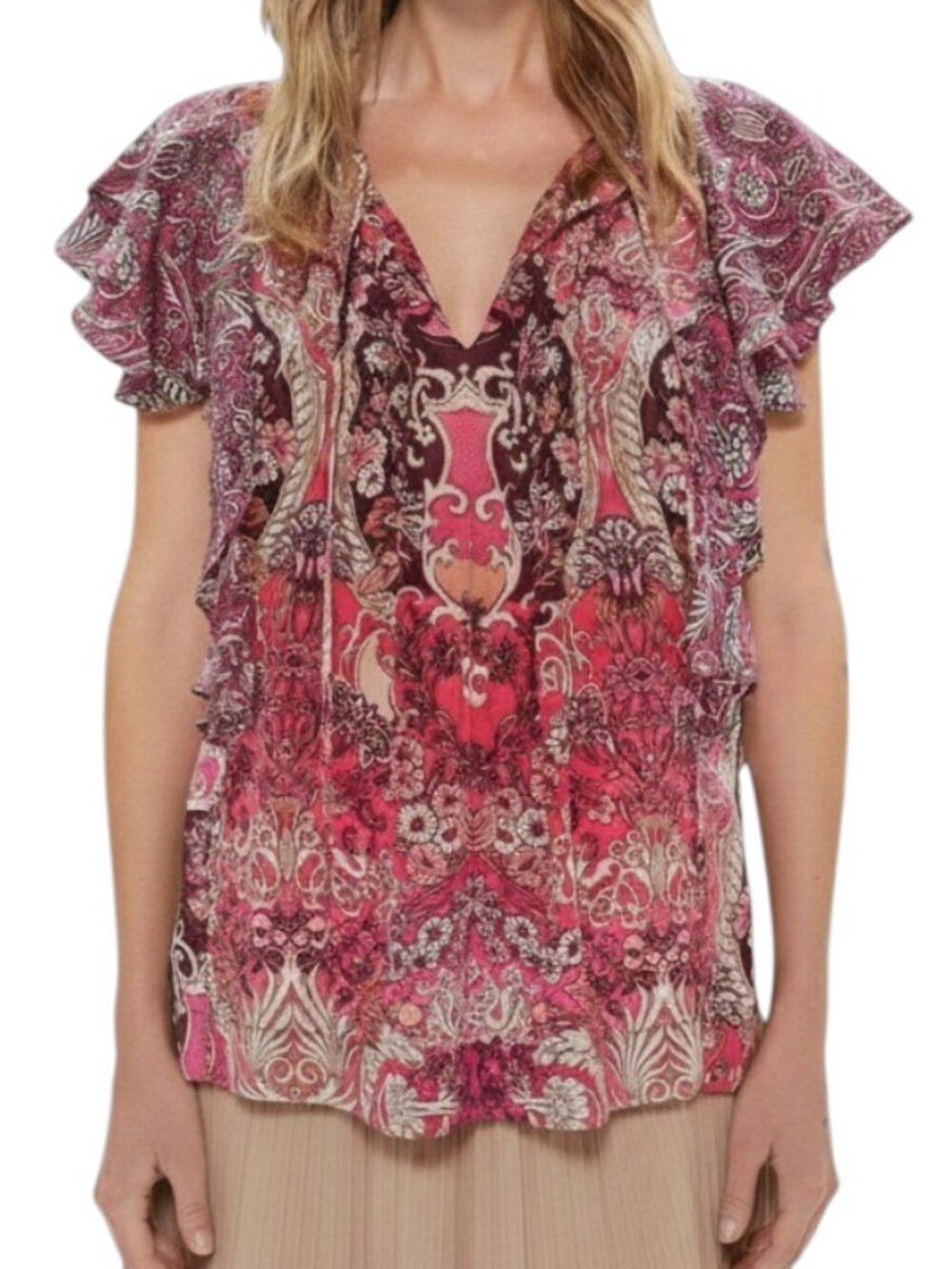 Maria Cher Elena Sleeveless Top in Besalu Pink